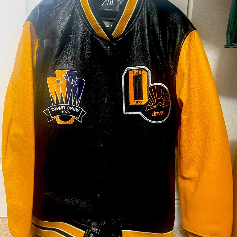 ZARA Imitation Leather Varsity Jacket - European Marker